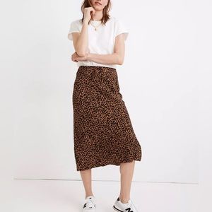 Madewell Leopard Drawstring Midi Slip Skirt - size 10 fits like size 8 - NWT